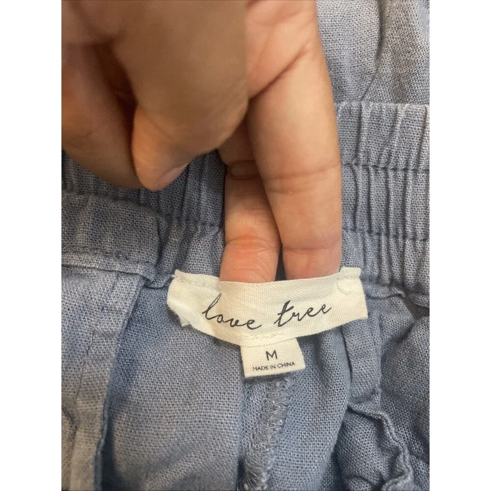 Love Tree Womens Shorts Blue Stretchy Waist Pull Strings Size Medium